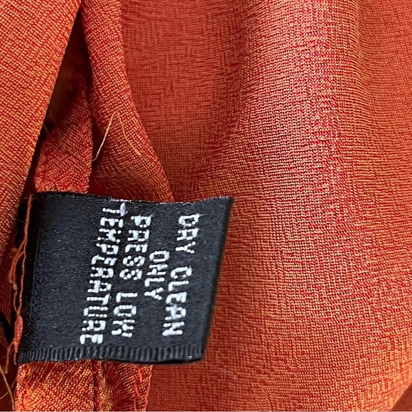 Vintage Linda Allard Ellen Tracy 100% Silk Size 12 Petite Blouse Orange Button - Picture 5 of 8